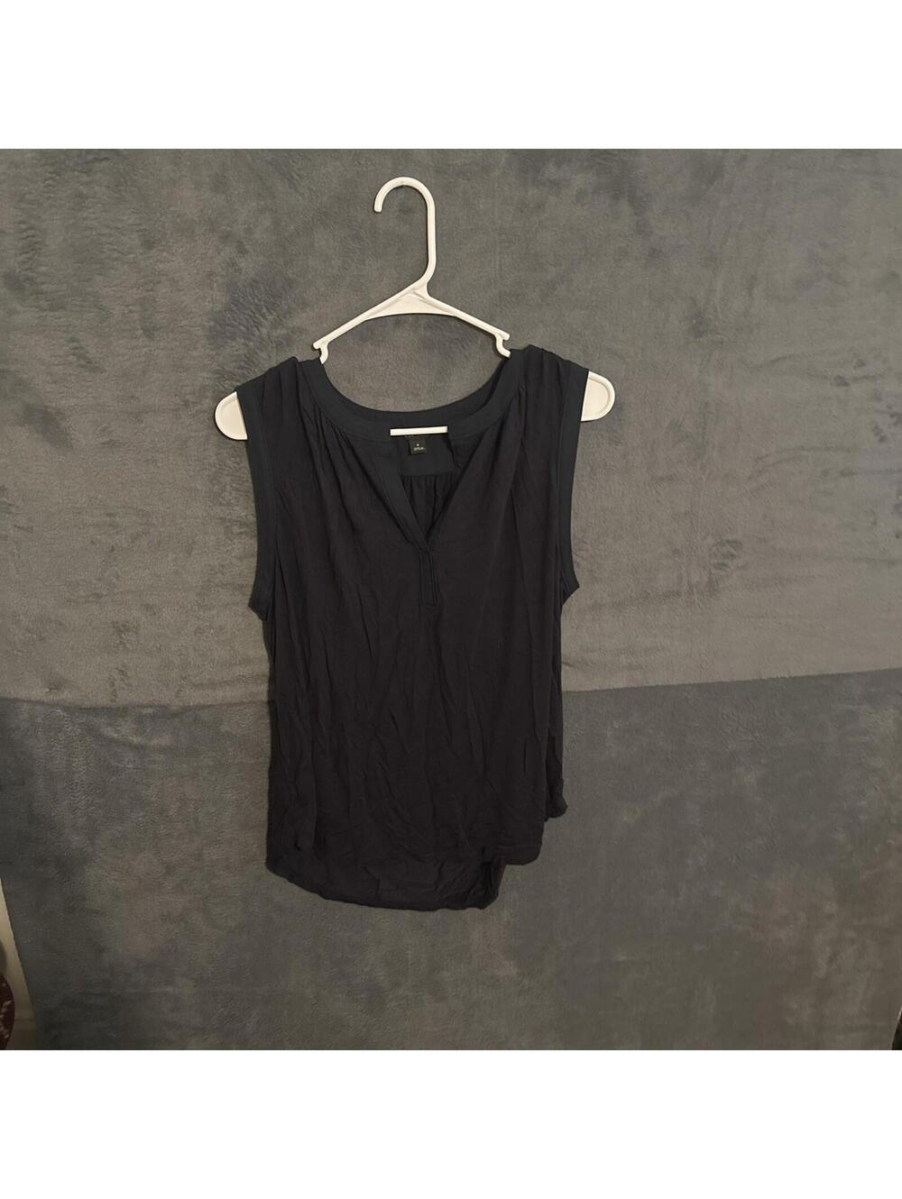 Ann Taylor Blouse Women Medium Blue V-Neck Sleeveless Wide Strap Casual Top